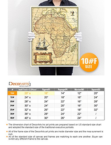 Image of DECORARTS - Vintage Africa Map Canvas Wall Art, Antique Historical African Map for Wall Decor, Hand-Stretched Giclee Print, Office Study Library Decor, Handcrafted in USA, 16x20''