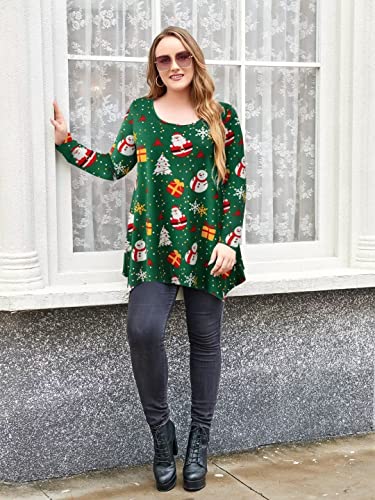 Larace Christmas Tops For Women Plus Size Tunic For Leggings Long Sleeve Tee Shirts Irregular Casual Blouses(1X, Flower45) #TOP4