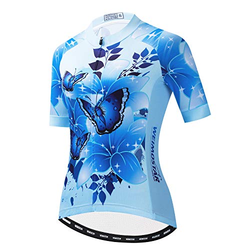 Women Cycling Jersey Top MTB Bicycle Clothing Female Team Cycle Wear Bike Blue M