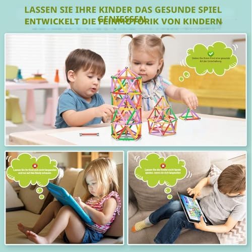 161 Stück Magnetische Stöcke Blöcke, Magnet Bildungsspielzeug Magnetische Bausteine Sticks Stapeln Spielzeug STEM Set, Nicht giftiges Gebäude Spielzeug 3D Puzzle mit Aufbewahrungstasche