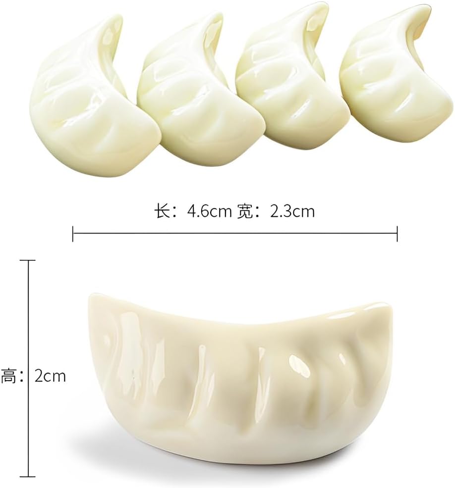 Ceramic Chopsticks Rest Rack Set of 6pcs,Chinese Style Dinner Spoon Stand Knife Fork Holder Porcelain Chopsticks Stand (Dumpling appearance) Table Decoration (6)