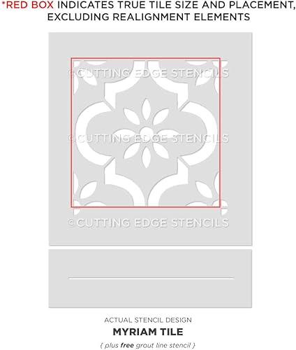 Miniatura 3 de Myriam - Plantilla de azulejos de cemento para pintar pisos y salpicaduras, patrón de plantilla de azulejos marroquíes para una decoración del hogar