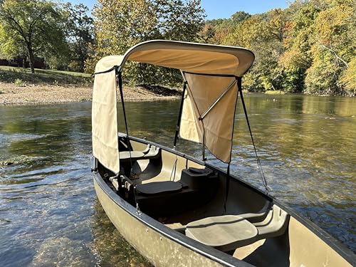 Beige Canoe/Kayak Bimini Top with Removable Side Curtains