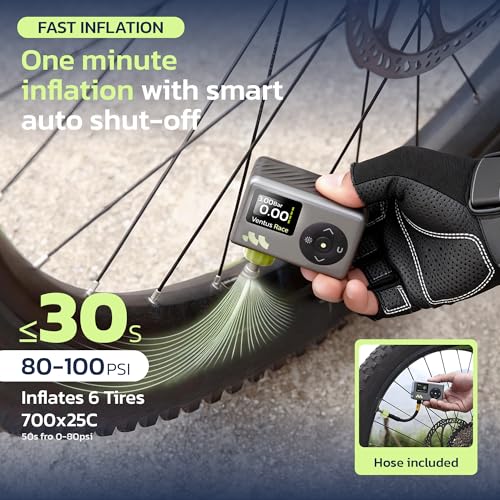 Image of Ventus Race Mini Bike Pump, 25s Fast Inflation, Bicycle Pump with Gauge - 120 PSI, Bike Tire Pump with Presta, Schrader, Dunlop Valve for Road, City Bikes & MTB-by Woowind