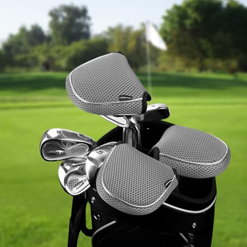 Andux Schlägerabdeckung Golf Putterkopfhauben für Mittelwellenputter Grau MT/TG16, Halbkreis