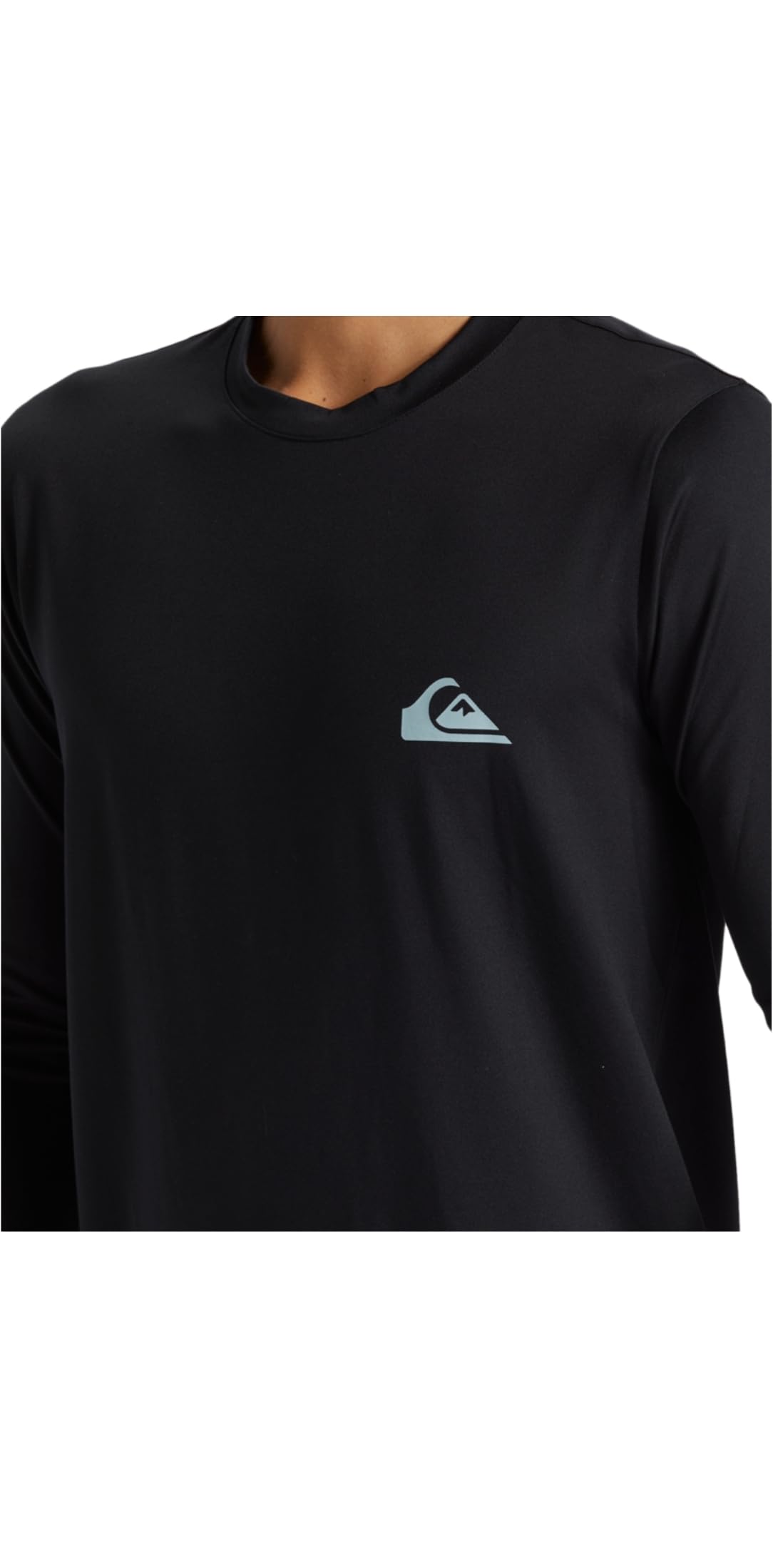 Quiksilver Camiseta de manga larga para hombre, color negro, tela elástica, UPF 50, protección solar