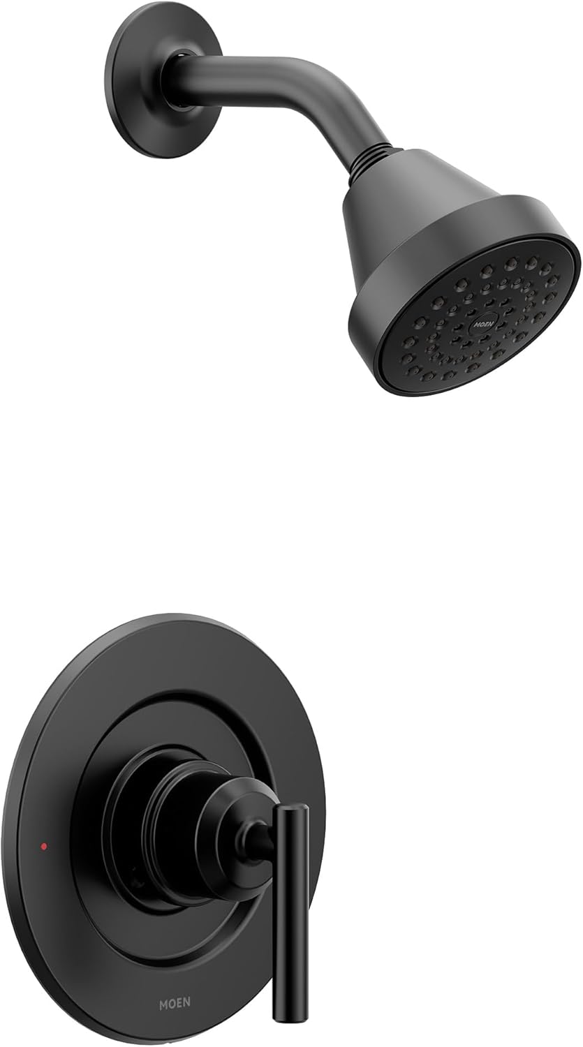 Moen Gibson Matte Black Eco-Performance Modern Shower Trim Featuring Bathroom Showerhead and Lever Handle, Posi-Temp Valve Required, T2902EPBL - Image 2