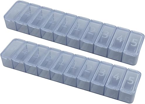 SENLIN DENTAL 2Pcs 10-Compartment Divided Storage Box, Multi-Functional Plastic Storage Containers for Teeth, Bracket, Dental Veneers and Other Small Items