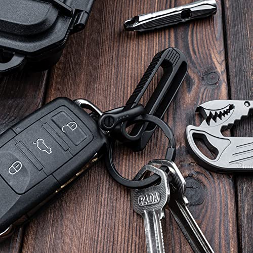 Tisur Belt Loop Keychain Clip, Titanium Key Fob Holder With Detachable Black Titanium Key Ring For Duty Belt, Car Key Chain Gifts For Men Women (Rk1+D) #TOP5