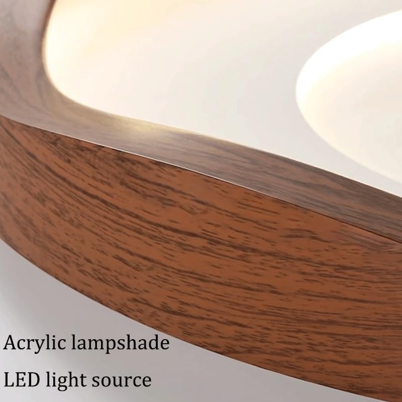 Plafonnier rétro américain LED de 15,7 pouces plafonnier bois noyer variable