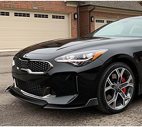 3pcs Front Bumper Splitter Spoiler Lip Compatible With 2018 2019 2020 2021 Kia Stinger GT-Line CK-Style, Air-Dam-Chin-Diffuser (Painted Black), 37x5x9