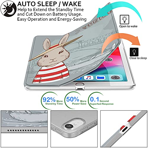 Image of DuraSafe Cases For iPad PRO 11 Inch 2018 1 Gen [ PRO 11 1st ] A1980 A1934 A2013 A1979 MTXN2HN /A MTXP2HN /A MTXR2HN /A MTXQ2HN /A MTXT2HN /A PrintediPad Cover with Translucent Frosted Hard Back - Bunny Hat