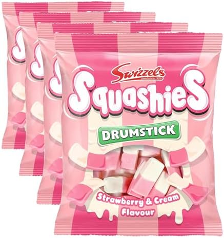 Swizzles SQUASHIES STRAWBERRY & CREAM 140g (Pack of 4)