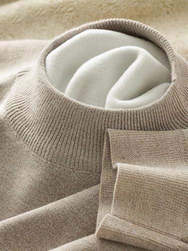 Men's Mock Neck Sweaters Winter Fleece-Lined Thick Warm Pullovers Solid Color Lightweight Classic Jumpers2