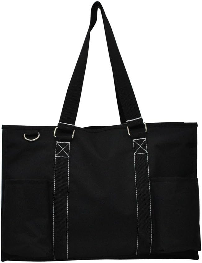 Solid Color Print Zippered Caddy Organizer Tote Bag