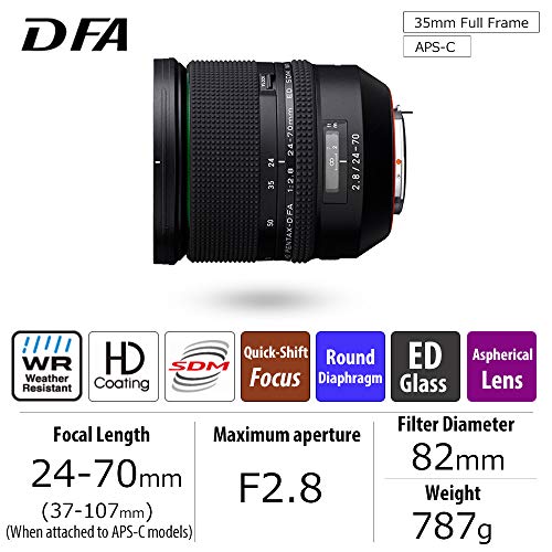 Hd Pentax-D Fa 24-70Mmf2.8Ed Sdm Wr High-Performance Standard Zoom Lens 24Mm Ultra-Wide Angle Weather-Resistant Construction Exceptional Imaging Power Ed Glass Aspherical Lens Latest Lens Coating #TOP1