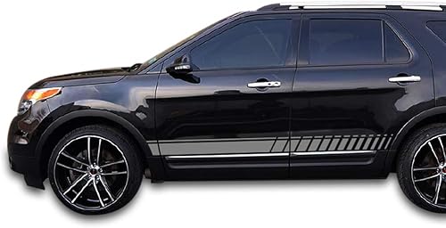 Miniatura 6 de Adhesivo adhesivo de vinilo con rayas laterales inferiores compatibles con Ford Explorer 2011-2017 (rojo)