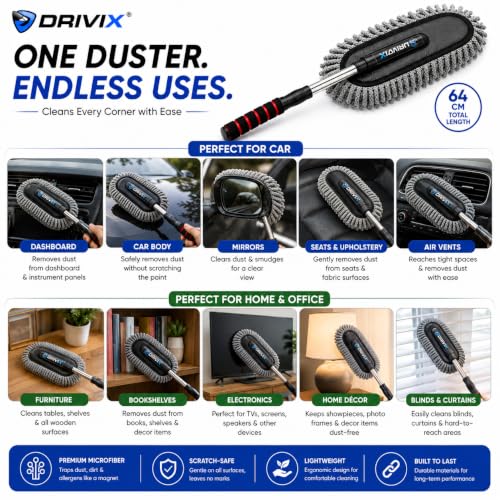 Image of Car Cleaning Combo Kit, Microfiber Duster + 500 GSM Cloth Pack of 2