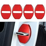 TOMALL 4pcs Car Door Lock Latches Cover Protector Compatible with Volkswagen Jetta GLI Beetle Golf GTI Alltrack SportWagen Tiguan Passat Accessories Stainless Steel Car Door Lock Decorations (Red)