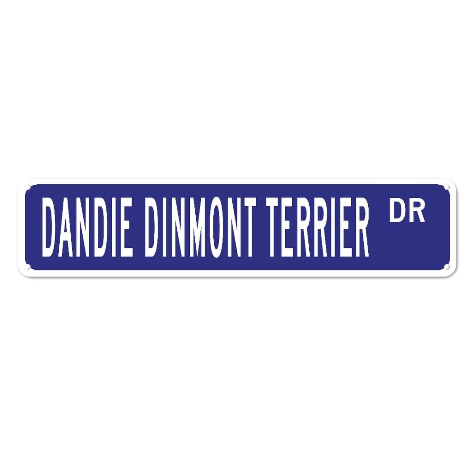 DTHNKL Metal Sign Dandie Dinmont Terrier Rd Vintage Retro Tin Art Plaque Aluminum for Home Kitchen Garden Wall Decor 4x16 Inch