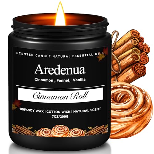 Cinnamon Roll Candle – Warm Holiday Cinnamon Aroma - Cozy Christmas Seasonal Candles Gift, Hand-Poured Soy Candles for Christmas Home Décor & Cozy Winter Gifting