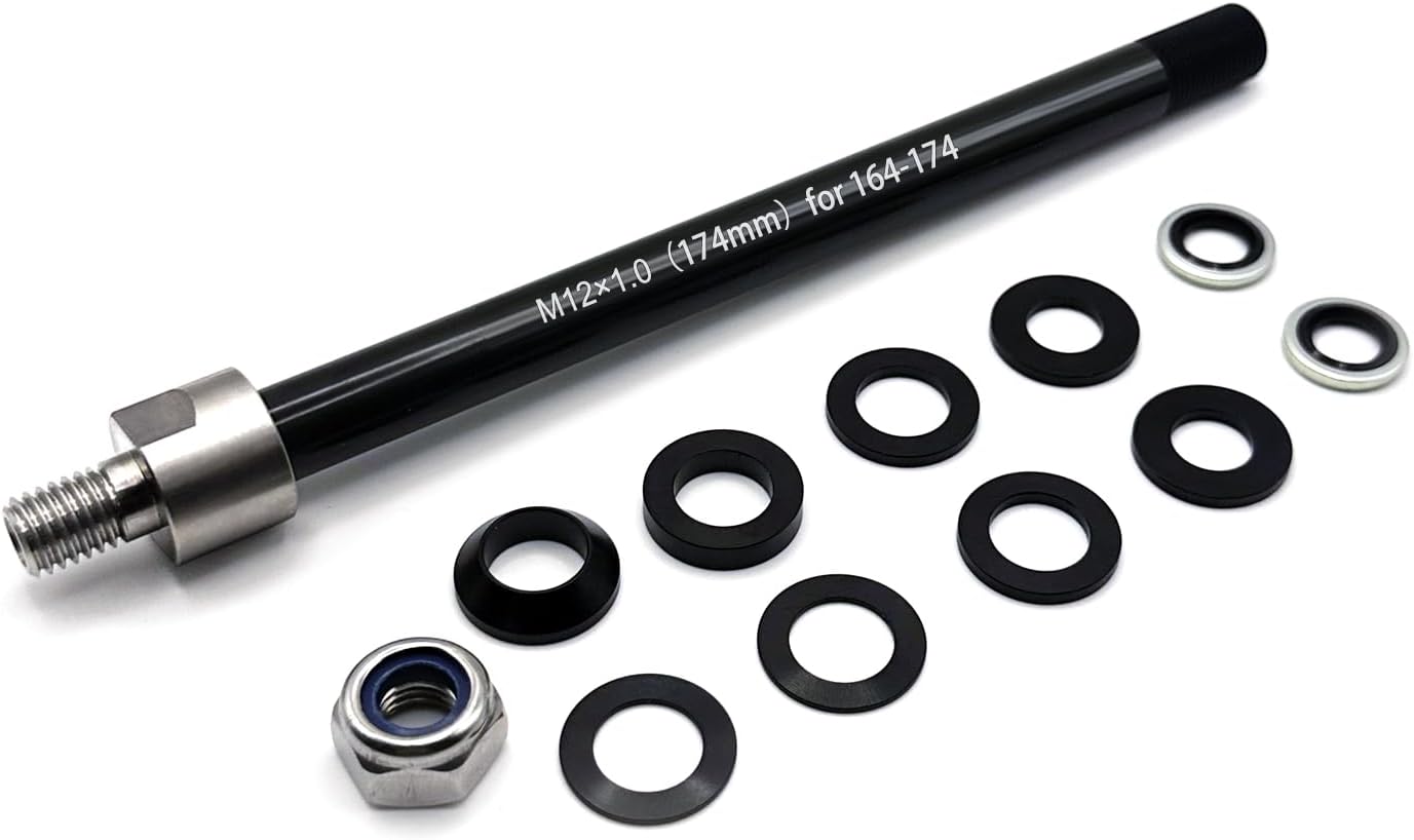 Universal Bicycle Thru Axle Trailer Hitch Adapter - Adjustable M12x1.0/1.5/1.75 Thru Axle (157-192mm),304 Stainless Steel & 6061-T6 Aluminum Shaft for Thule Bike Trailers & Thru-Axle Bikes