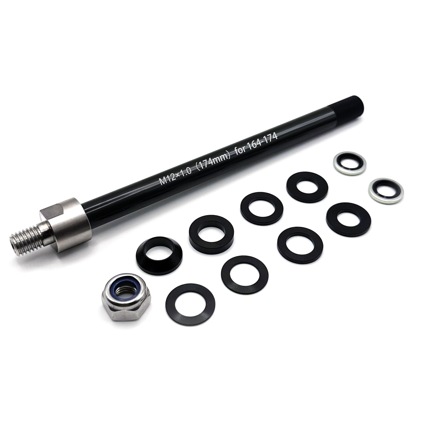 Universal Bicycle Thru Axle Trailer Hitch Adapter - Adjustable M12x1.0/1.5/1.75 Thru Axle (157-192mm),304 Stainless Steel &amp; 6061-T6 Aluminum Shaft for Thule Bike Trailers &amp; Thru-Axle Bikes
