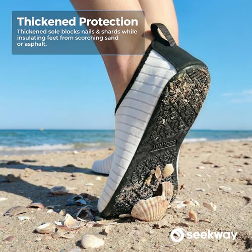 Image of SEEKWAY Water Shoes Women Men Adult Quick-Dry Aqua Socks Barefoot Non Slip for Beach Swim River Pool Lake surf Black SK002(U)