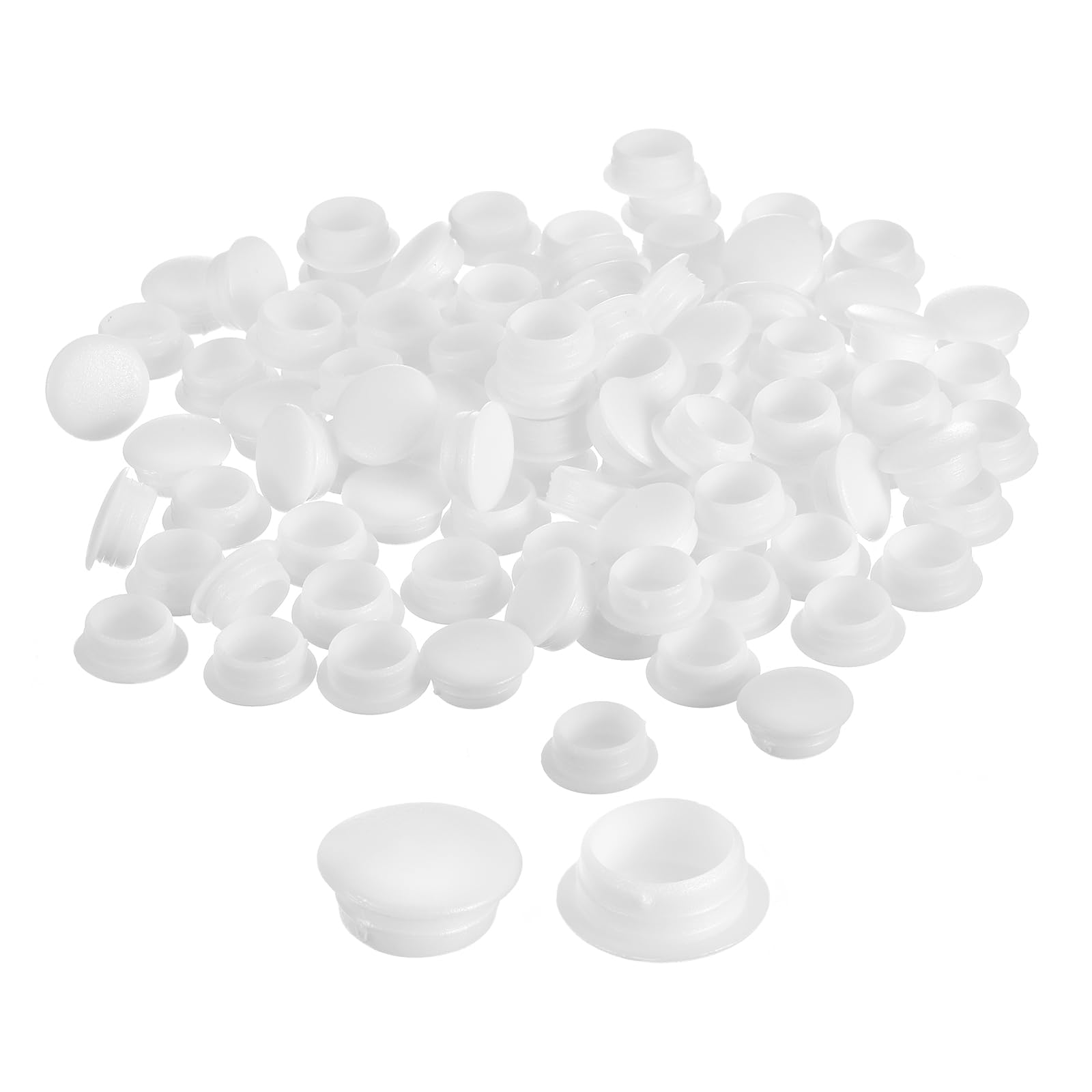 sourcing map 250Pcs Screw Hole Plugs, 12mm(15/32") Dia Plastic Snap in Locking Hole Covers Flush Type Caps for Furniture Cabinet Cupboard, White