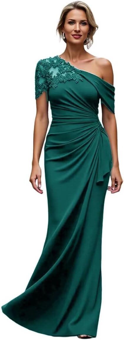 One Shoulder Mother of the Bride Dresses for Wedding Long Mermaid Chiffon Formal Wedding Guest Dress ME047