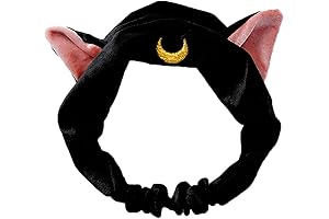 Ziper Cute Cat Usagi Moon Cosmetic Hairband Shower Headband in Enchanting Black
