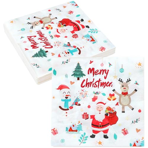 40 Stück Servietten Weihnachten, Weihnachts Serviette Tischdeko...
