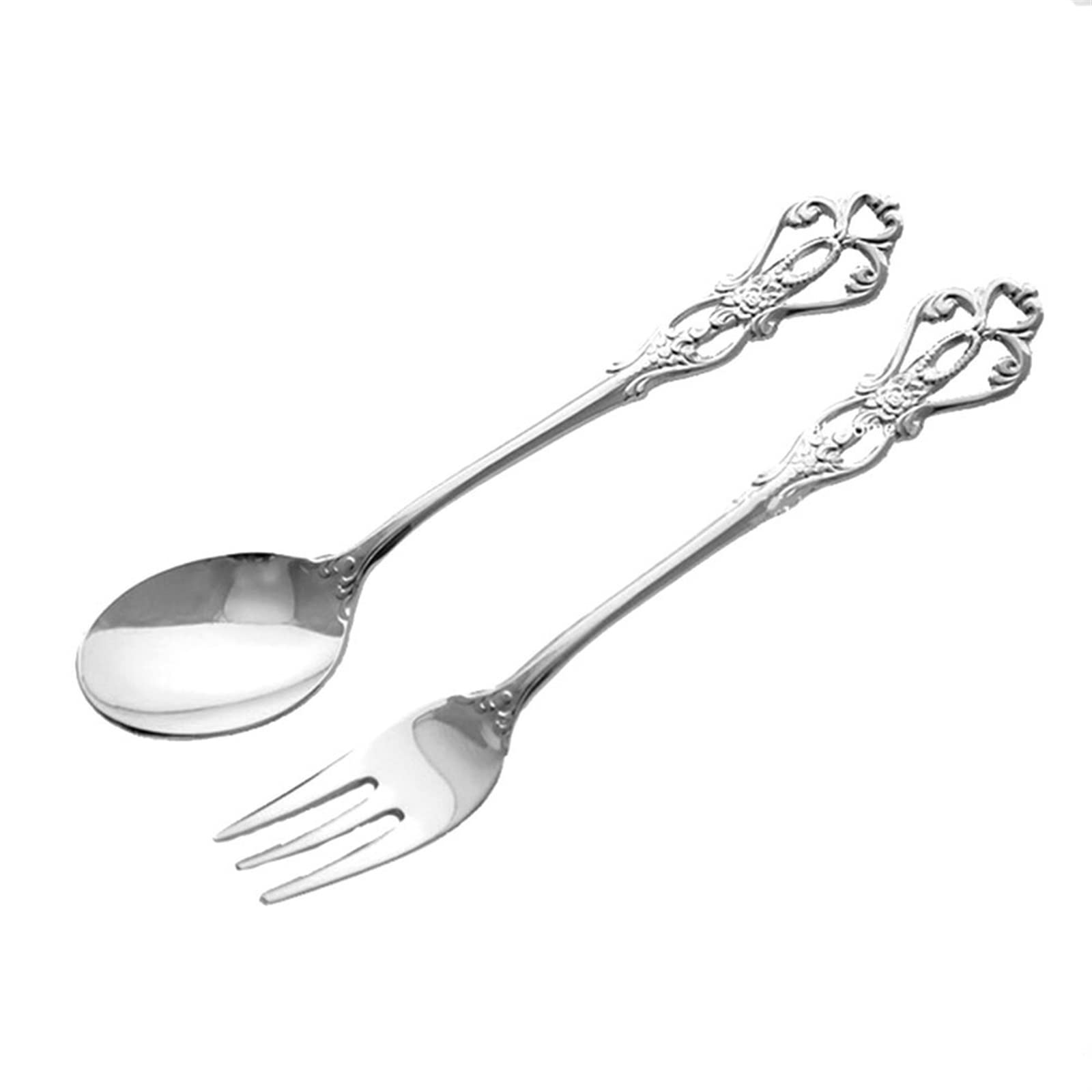 JINGYAN Cuillères à thé Gold Spoons Fork Cutlery Set Stainless Steel Luxury Coffee Snacks Fruit Dessert Spoon Kitchen Tool
