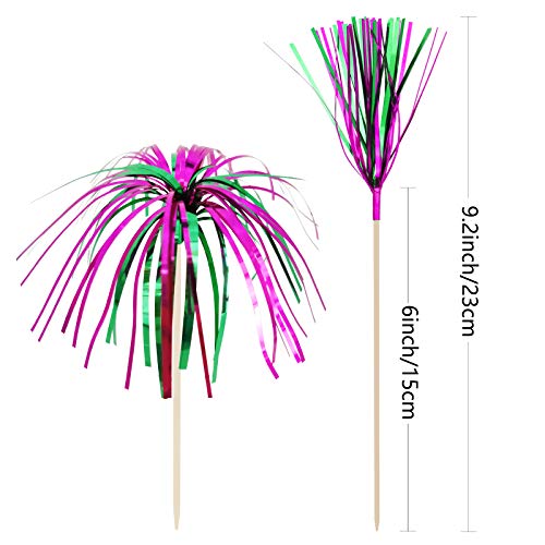 BLUE TOP Foil Frill Firework Picks Cupcake Topper Picks 9 Inch 200 PCS Party Cocktail picks for Party Decoration,Party Supplies,Christmas Decoration,July 4th,Halloween,Thanksgiving Day