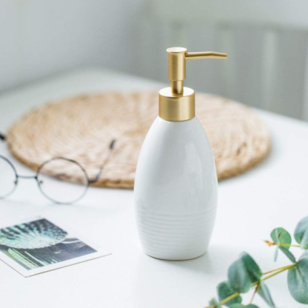 Ceramic Lotion Soap Dispenser with Pump for Bathroom Farmhouse Kitchen Office, Modern White Spiral Pattern Refillable Empty Decorative Liquid Bottle