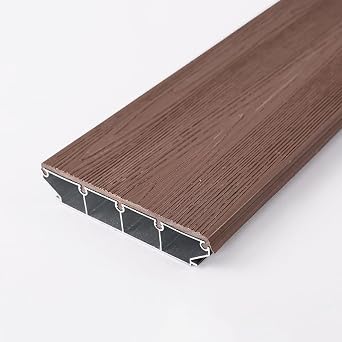 [Luxury Walnut Color Aluminum Alloy Floor] Outdoor Balcony Terrace Floor Cover 4x2.5m Floor Strip, Moisture-Proof and Anti-Corrosion Quick Installation is Applicable to Courtyard Deck Bathroom