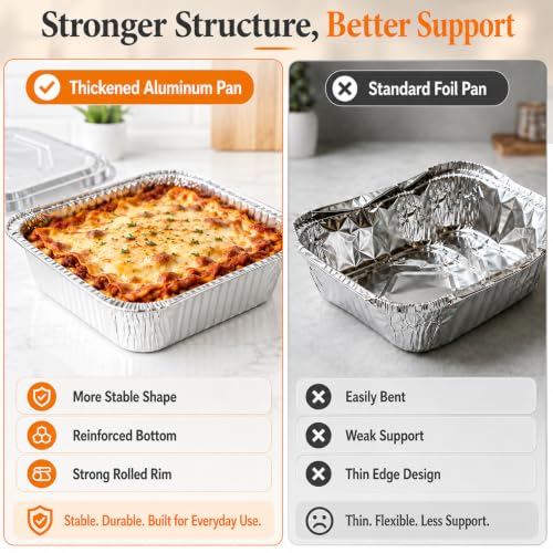 Image of 8x8 Thickened Aluminum Foil Pans, 20Pack Disposable Aluminum Pans for Roasting, Baking, Cooking, Food Prep, Chafing, Steam Table, Oven, Cake, and Party Catering.