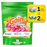 Gain Super Sized Flings Laundry Detergent Pacs, 18 Count, Hibiscus Hula Scent