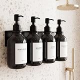Seifenspender Wandbefestigung Ohne Bohren, 4er Set 500ml Schwarz matt Schampoospender Dusche mit...