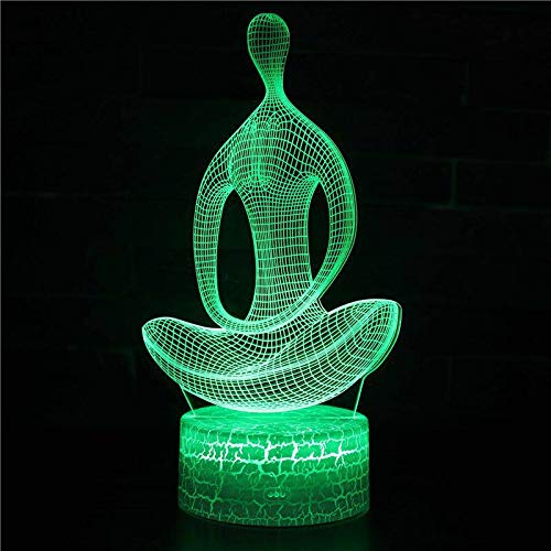 Preisvergleich Produktbild Meditationsyoga 3D Lampe Nachttischlampe, Nachtlicht Fürs Kinderzimmer, Led Lampe Fürs Wohnzimmer