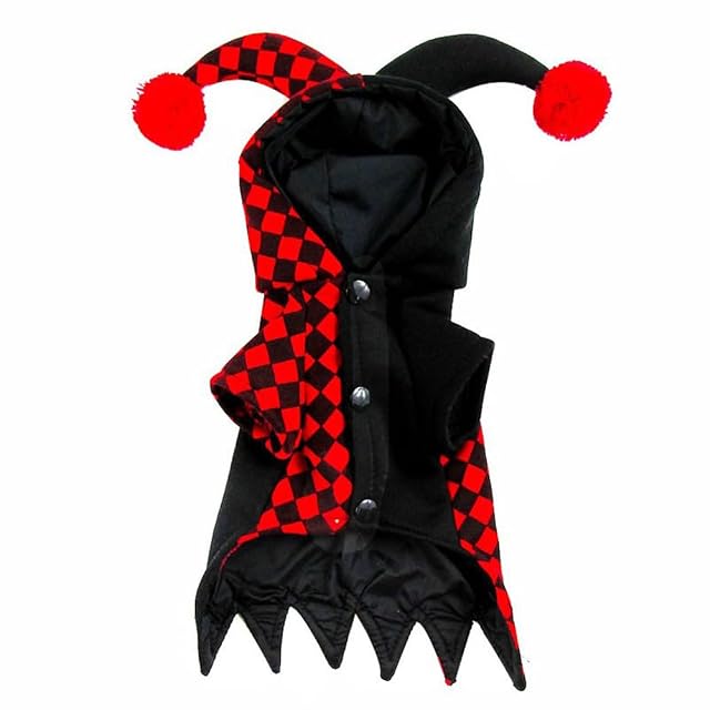 Foto 7 de 8 de Disfraz de Halloween para mascotas, divertido payaso, Navidad, cosplay, capa, capucha, Joker, carnaval, fiesta