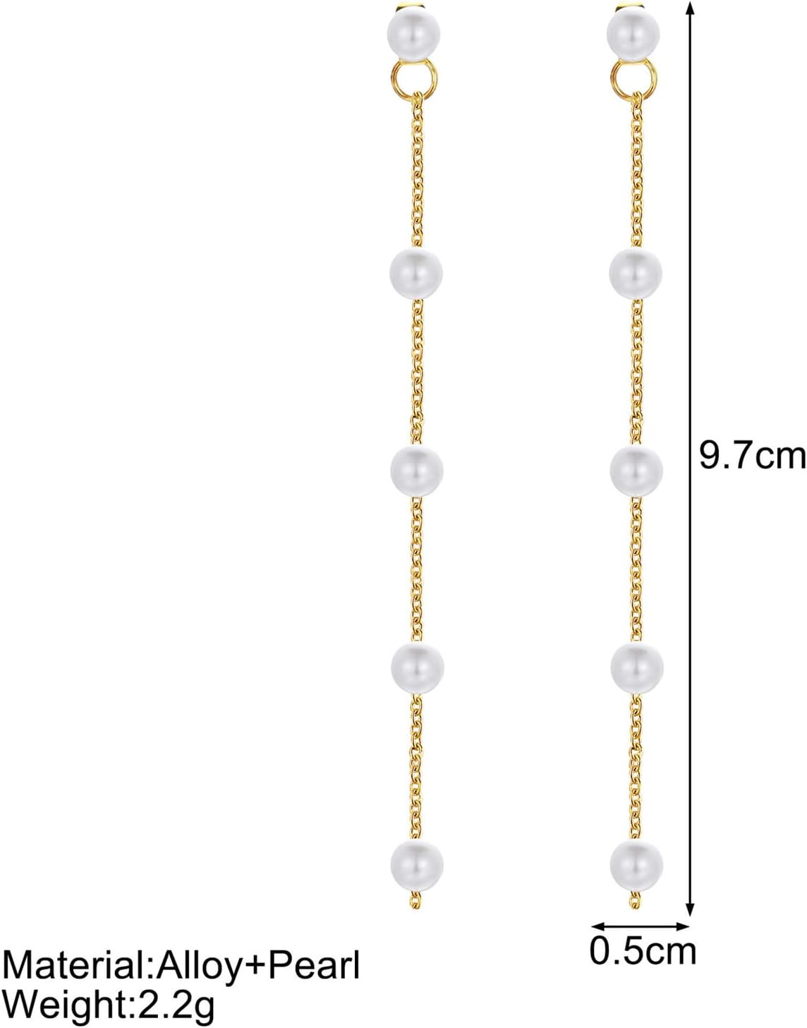 Long Pearl Earrings for Women 14K Gold Plated Boho Pearl Chain Dangle Stud Earrings Hypoallergenic Elegant Wedding Pearl Tassel Earrings for Bridal - Image 4