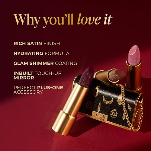Image of LoveChild Masaba inchThe Batua inch Lipstick, Barfi Wine (Wine) Rich Satin Finish Lipstick with Built-in Mirror, Hydrating, Nourishing Formula with Jojoba Oil, 4g