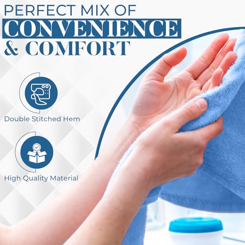 Image of DAN RIVER 6-Pack Premium Hand Towels (16x28 Inches) - 100% Cotton, Ultra Soft, Lightweight, Highly Absorbent Towels for Bathroom, Spa, Gym, Salon, Hotel, and Travel - Medium Blue