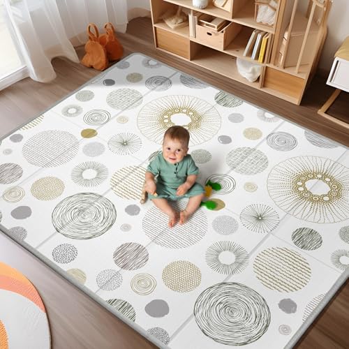 Image of 79x71 Baby Play Mat, Extra Large Baby Play Mat for Floor, Foldable Play Mats, Waterproof, Thick, Non-Toxic, Reversible Baby Floor Mat, Safe for for Babies, Infants and Toddlers, Indoor/Outdoor Use