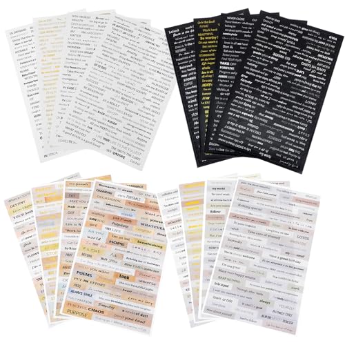 Tyqour - 16Pcs Scrapbooking Stickers Supplies, Quote Stickers for Journaling, Vintage Aesthetic Quote Phrases Words for Scrapbook Junk Journal Supplies, DIY Art Crafts Collage Album Embellishment