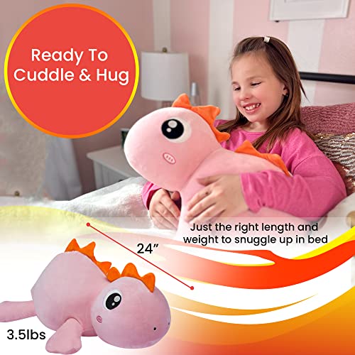 DinoMushy Weighted Pink Dinosaur Plush Toy #TOP12