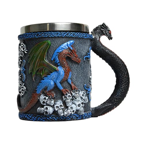 Generico Medievale - Da Caffè Da Collezione Da 420 Ml Con Manico, Boccali In Ceramica Riutilizzabili, Boccale Da Tavola Rustico, Taza In Ceramica Riutilizzabile, Tazze Dissetanti Per Tè, Latte, Bi