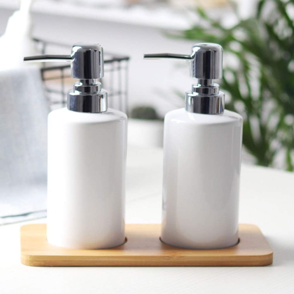 Hemoton Lotion Dispenser Pump Ceramic Subpackaging Container Bottle for Body Wash More