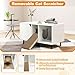 PETSITE Cat Little Box Enclosure, Litter Box Furniture with Removable Scratcher, Metal Legs, Cat Box Enclosure End Side Table, Hidden Litter Box Furniture, 40 x 21 x 22 inches (White)